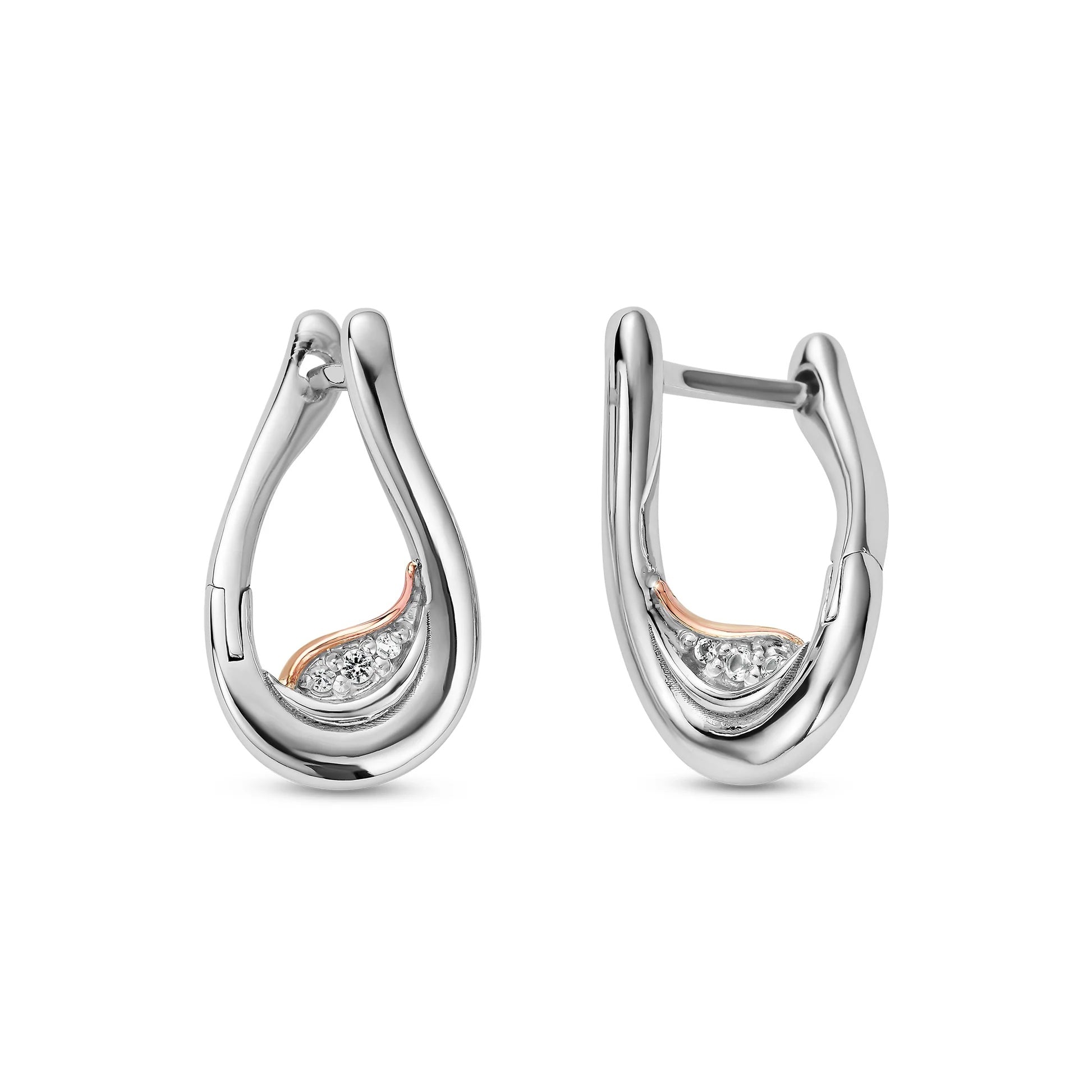 Clogau Past Present Future Sterling Silver Twist Hoop Earrings with Topaz 3SPPF962