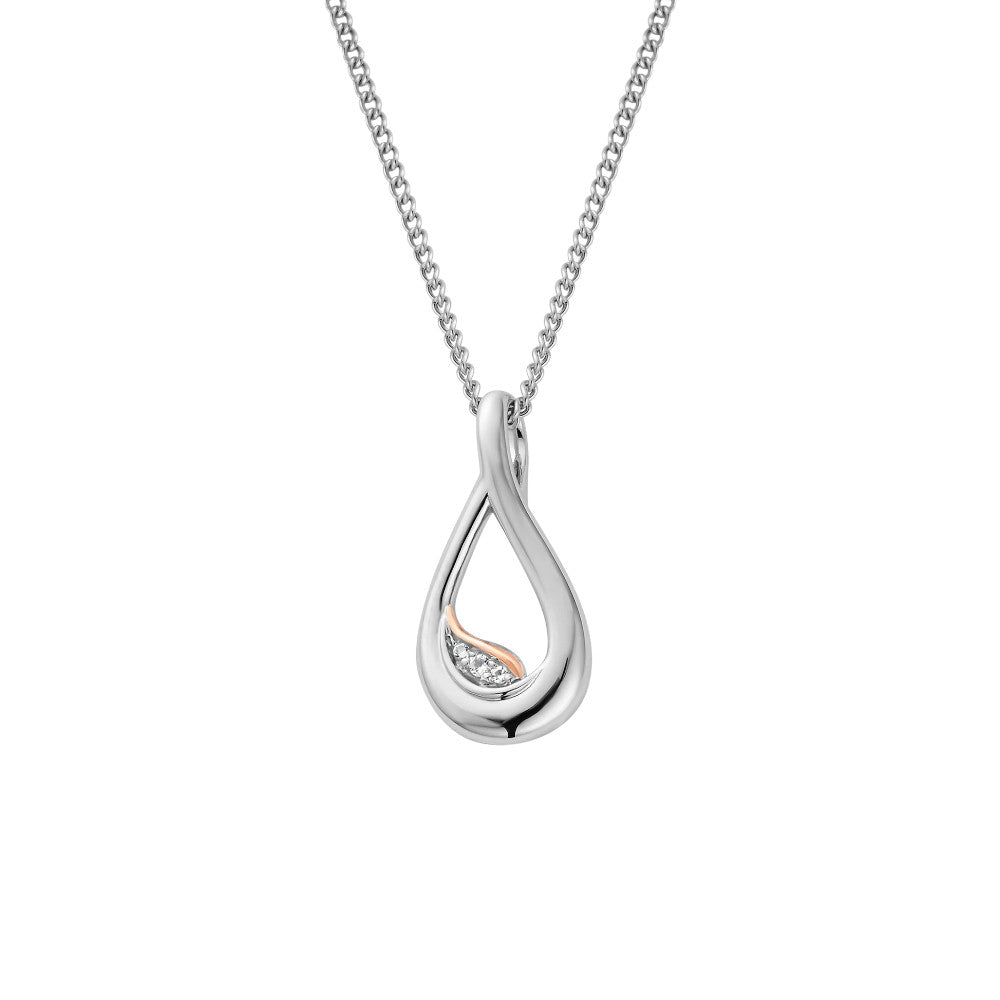 Clogau Past Present Future Sterling Silver Twist Pendant with Topaz 3SPPF963