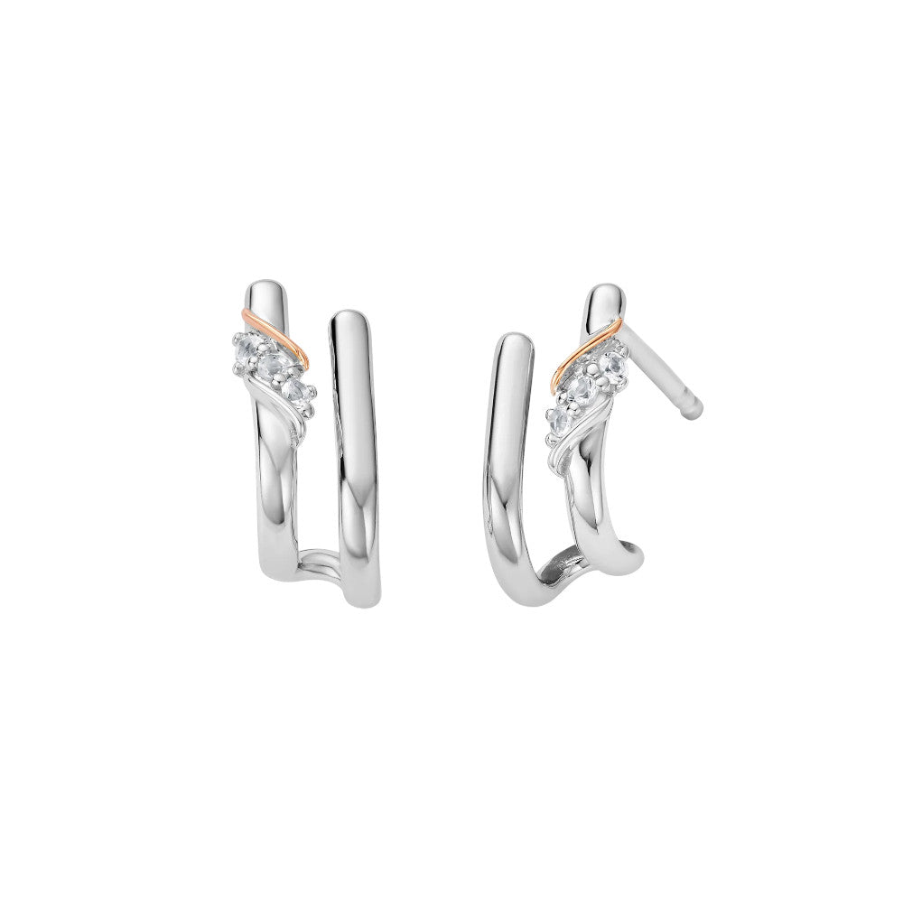 Clogau Past Present Future Sterling Silver Curve Stud Earrings with Topaz 3SPPF964