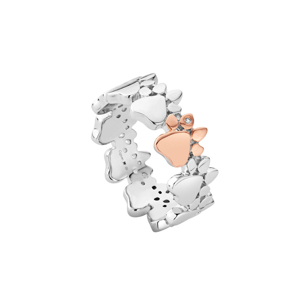 Clogau Paw Prints Sterling Silver Multi-Paw Ring with Topaz 3SPWP0648