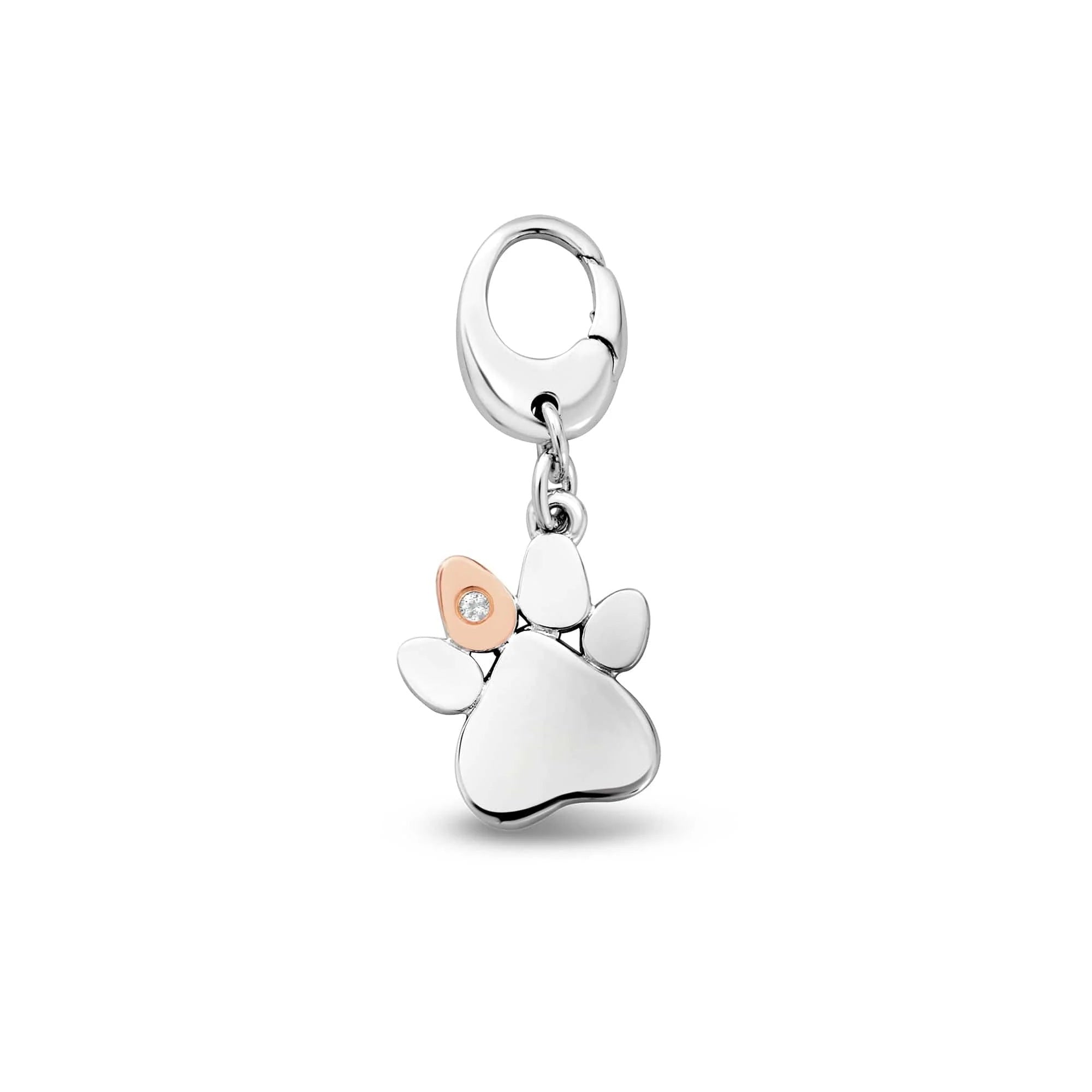 Clogau Insignia Sterling Silver Paw Prints Charm with Topaz 3SPWP0774