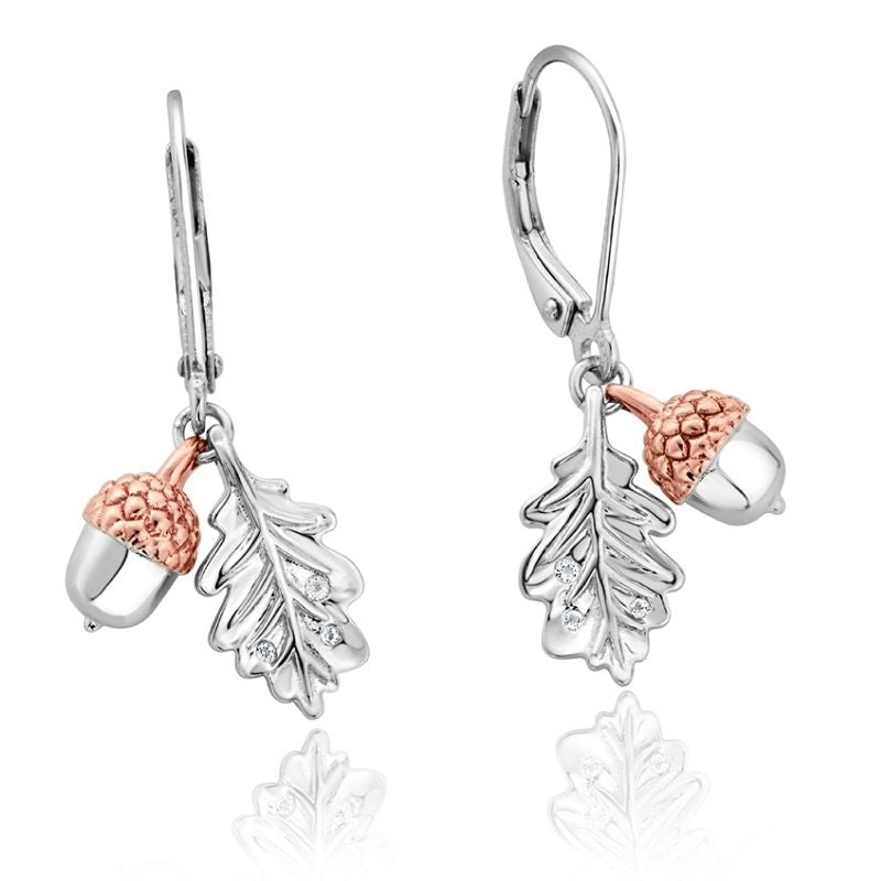 Clogau Royal Sterling Silver Oak Leaf Earrings with Topaz 3SROKDE