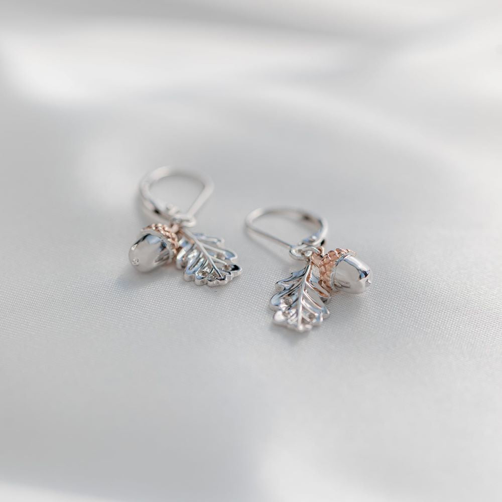 Clogau Royal Sterling Silver Oak Leaf Earrings with Topaz 3SROKDE