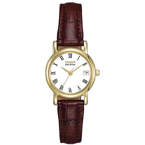 Citizen Ladies' Eco-Drive Roman Dial Brown Leather Watch EW1272-01B image 0