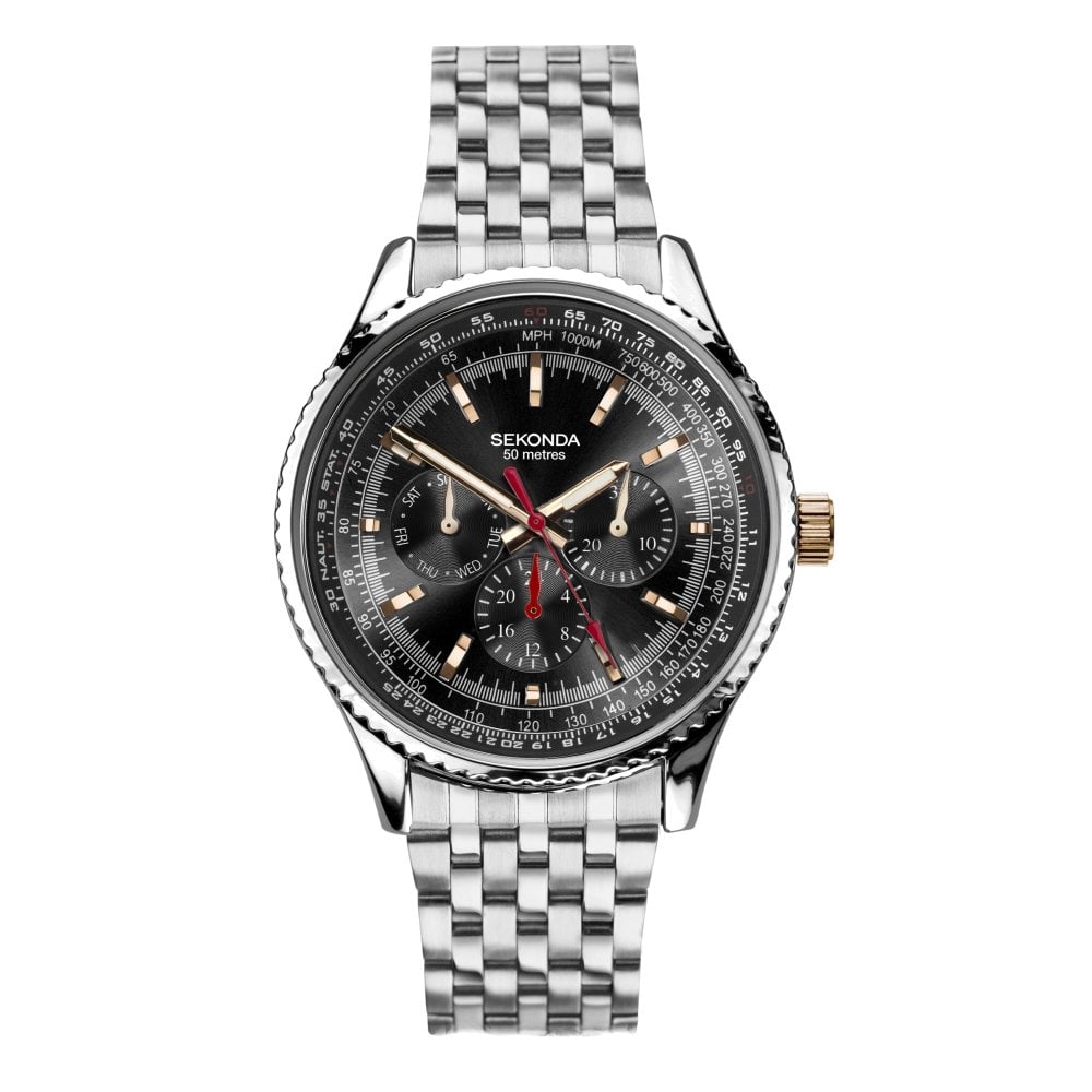 Sekonda Mens Maverick Stainless Steel Bracelet with Black Dial Watch 30038.27 image 0