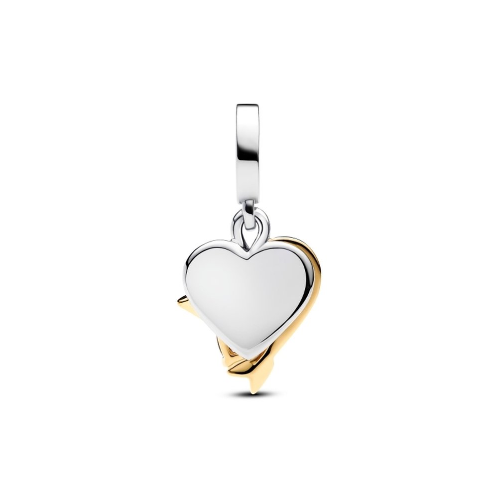 PANDORA Engravable Heart &amp; Arrow Double Dangle Charm 763622C01 image 1