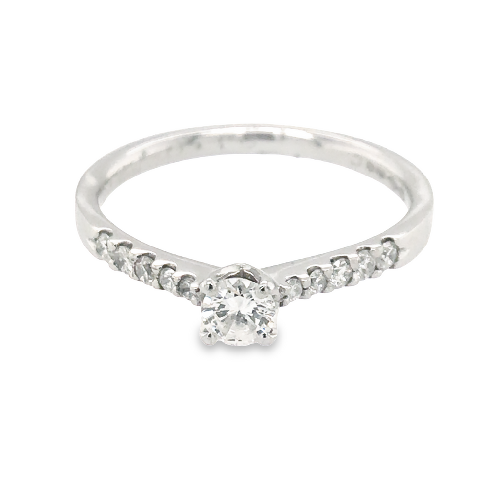 Pre-Owned Platinum Diamond Ring with Tapered Diamond Shoulders, 0.32ct image 0