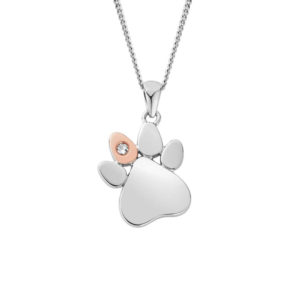 Clogau Paw Prints Sterling Silver Pendant with Topaz 3SPWP0225 image 0