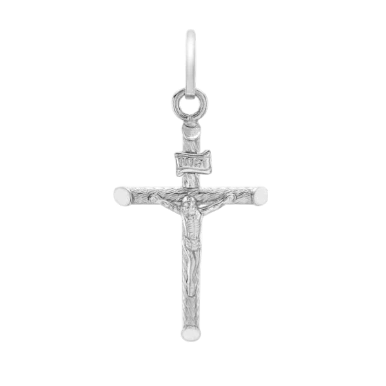 9ct White GOld Crucifix With Chain