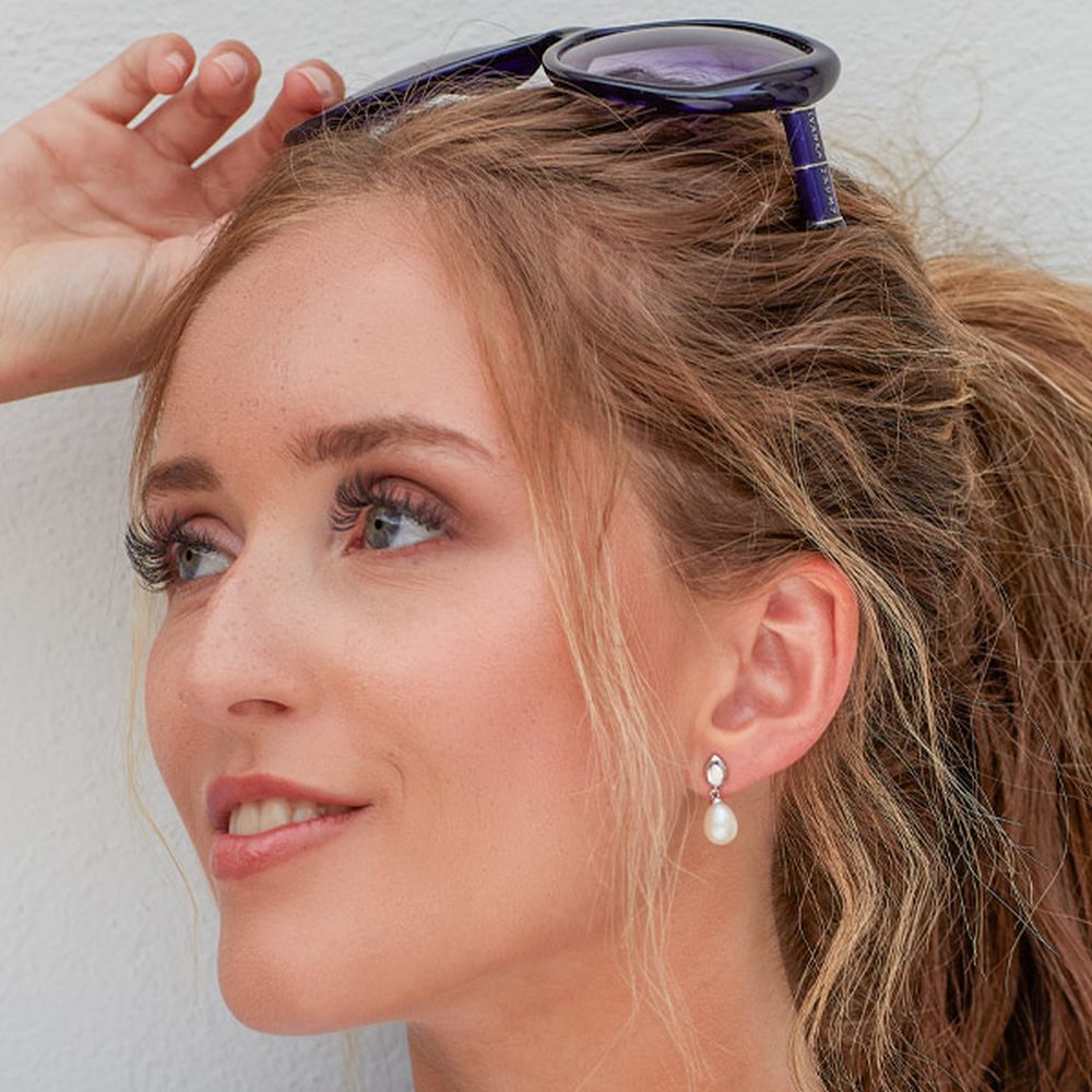 Kit Heath Coast Pebble Pearl Stud Drop Earrings 50184FP