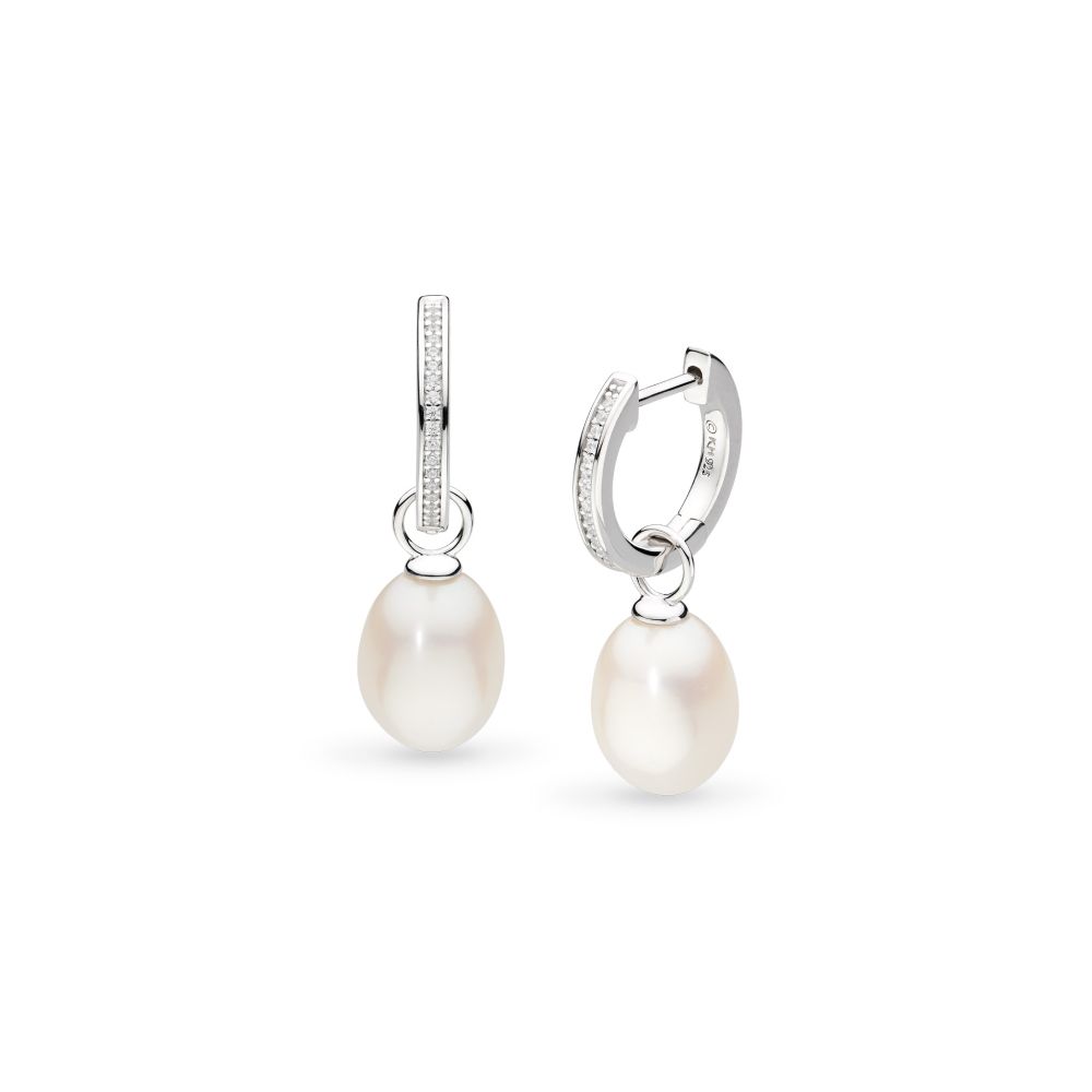 Kit Heath Revival Classic Pearl Glitz Hinged Hoop Drop Earrings 50429FPC