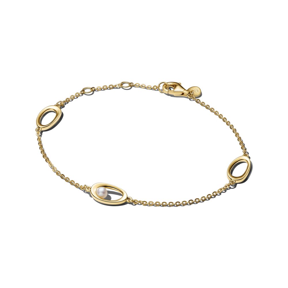 PANDORA Organically Shaped Oval & Treated Freshwater Cultured Pearl Bracelet 564677C01