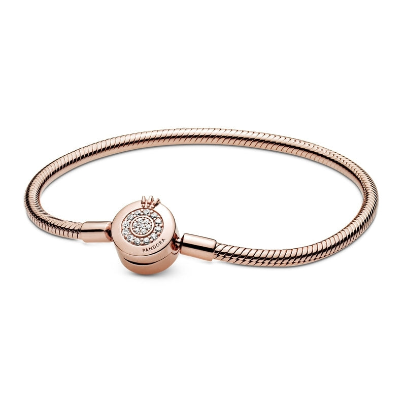 PANDORA Moments Crown O Rose Gold Snake Chain Bracelet 589046C01