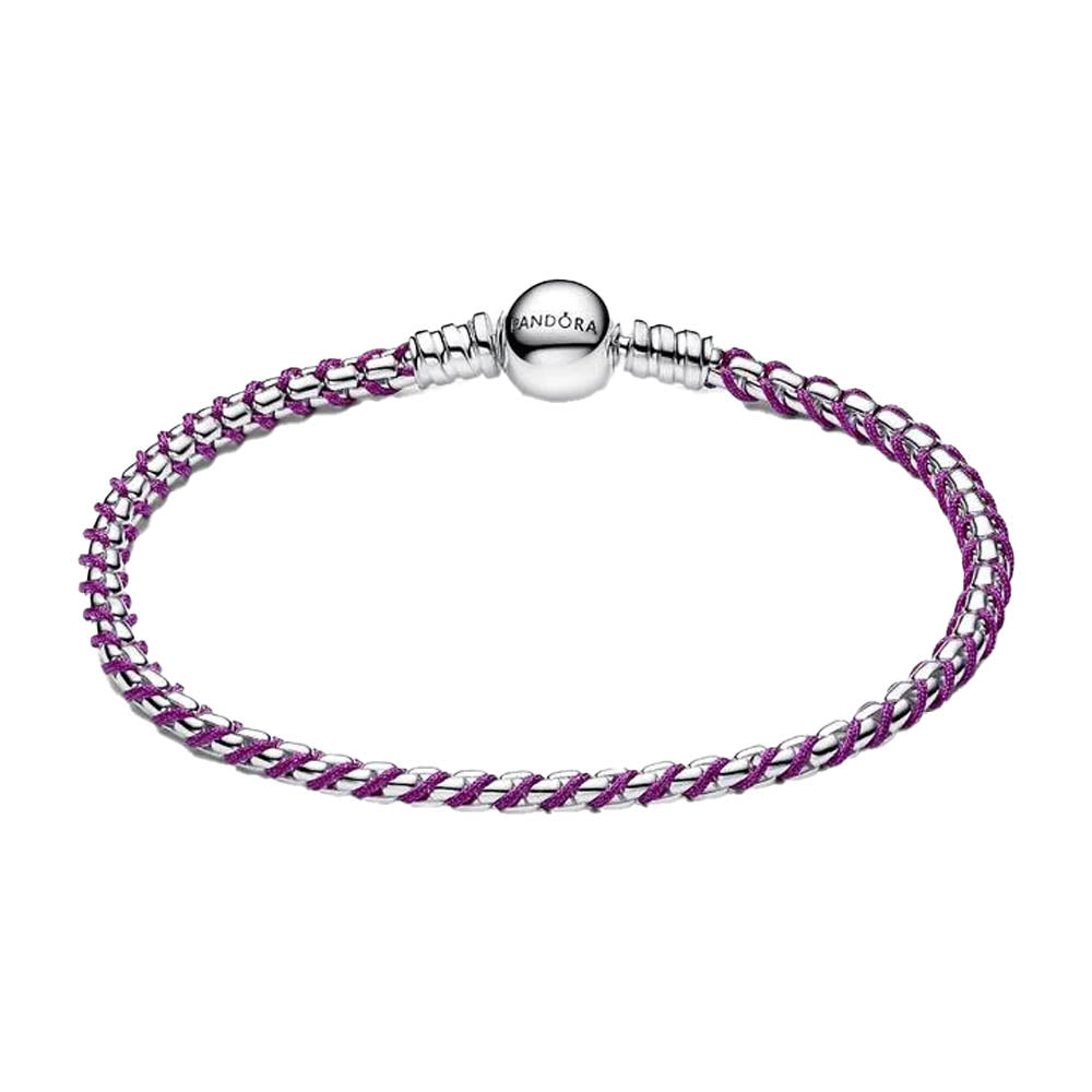 PANDORA Purple Cord Box Chain Bracelet 593816C03