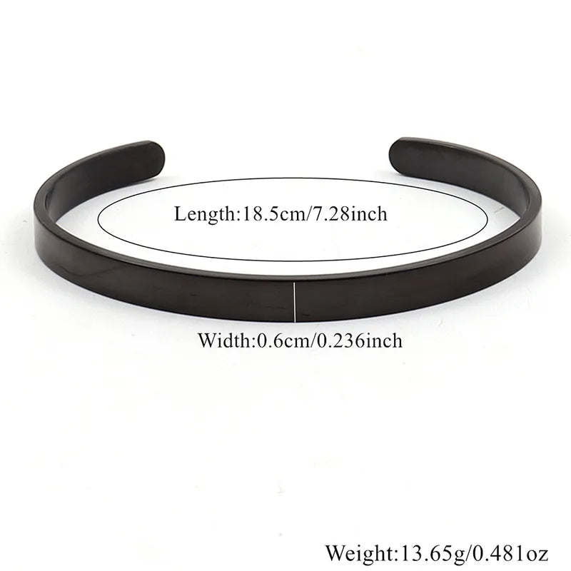 Mens Stainless Steel Black Cuff Bangle image 0
