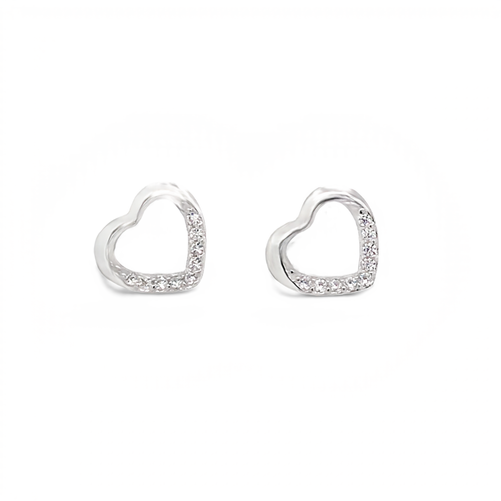 Sugar Sugar Sterling Silver CZ Opework Heart Stud Earrings image 0