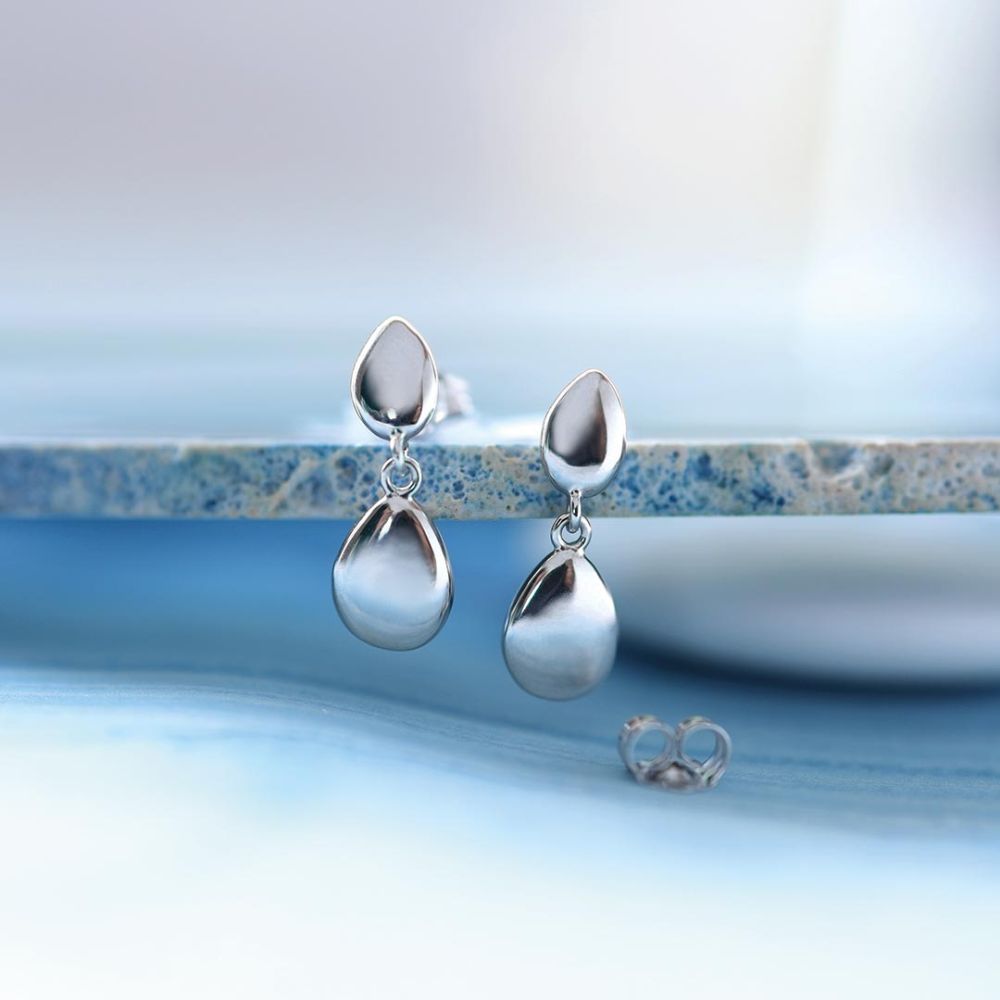Kit Heath Coast Pebbles Double Droplet Stud Drop Earrings 60186RP