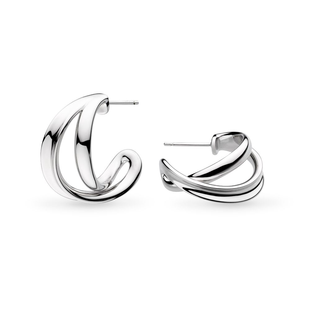 Kit Heath Serenity Grande Cross-Over Semi Hoop Stud Earrings 61186RP