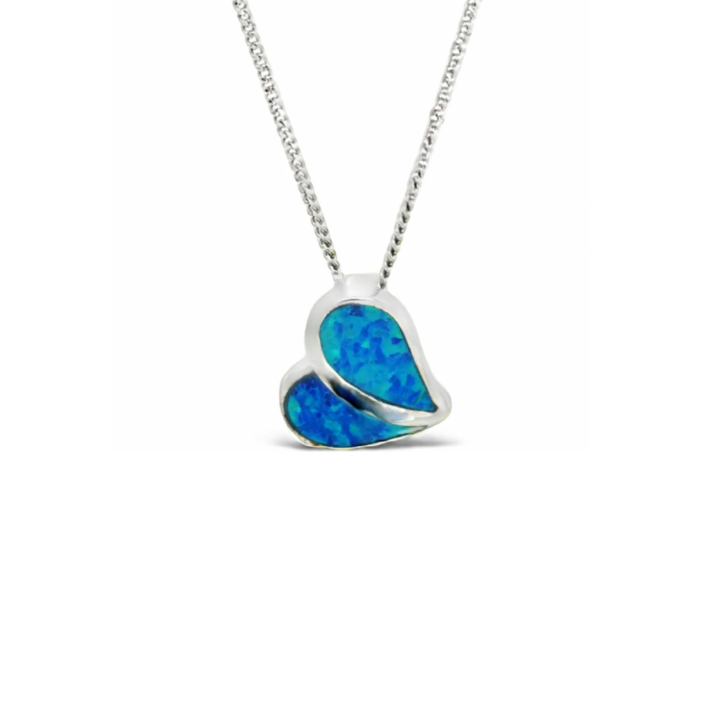 Sugar Sugar Silver Heart Blue Lab Opal Pendant image 0