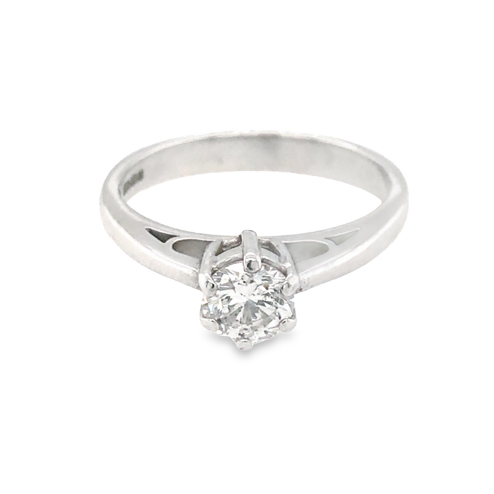 Pre- Owned 18ct White Gold Diamond Solitaire Ring 0.50ct 3.3g image 0
