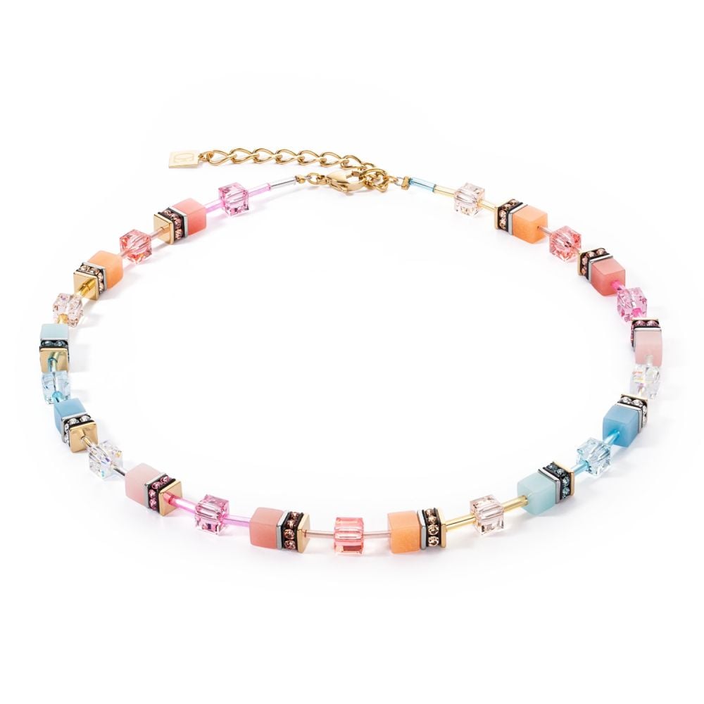 Coeur De Lion GeoCUBE� Iconic Aqua &amp; Apricot Necklace 2838/10-2028 image 0