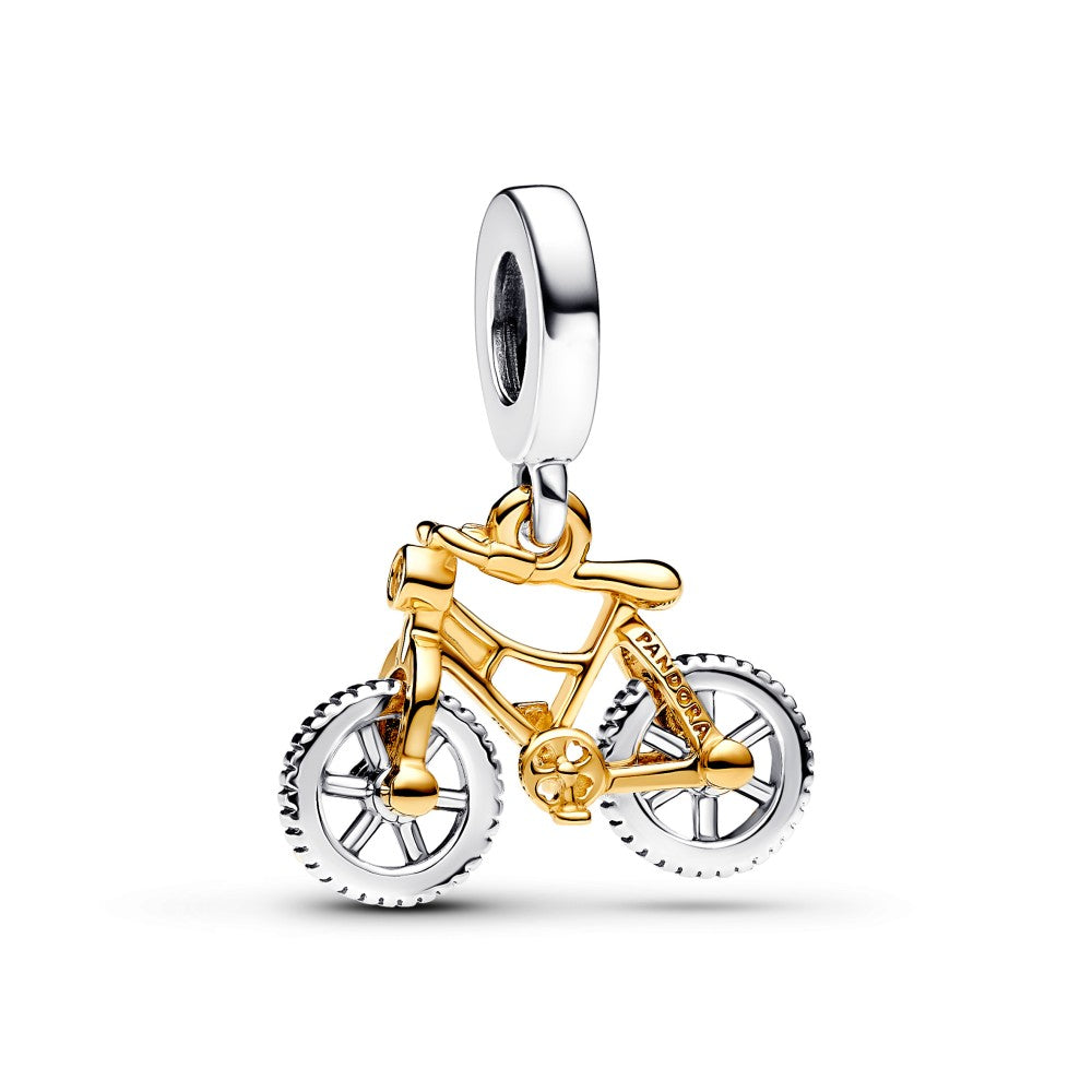 PANDORA Two-tone Spinning Wheels Bicycle Dangle Charm 763354C01