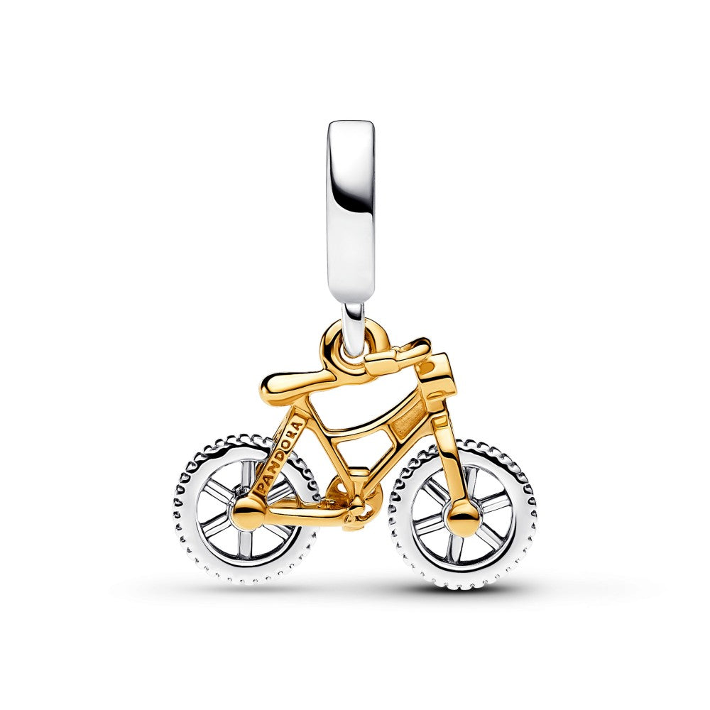 PANDORA Two-tone Spinning Wheels Bicycle Dangle Charm 763354C01
