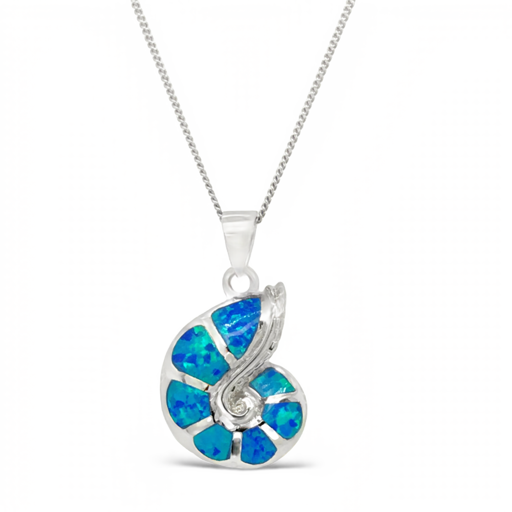 Sugar Sugar Silver Lab Opal Shell Pendant image 0