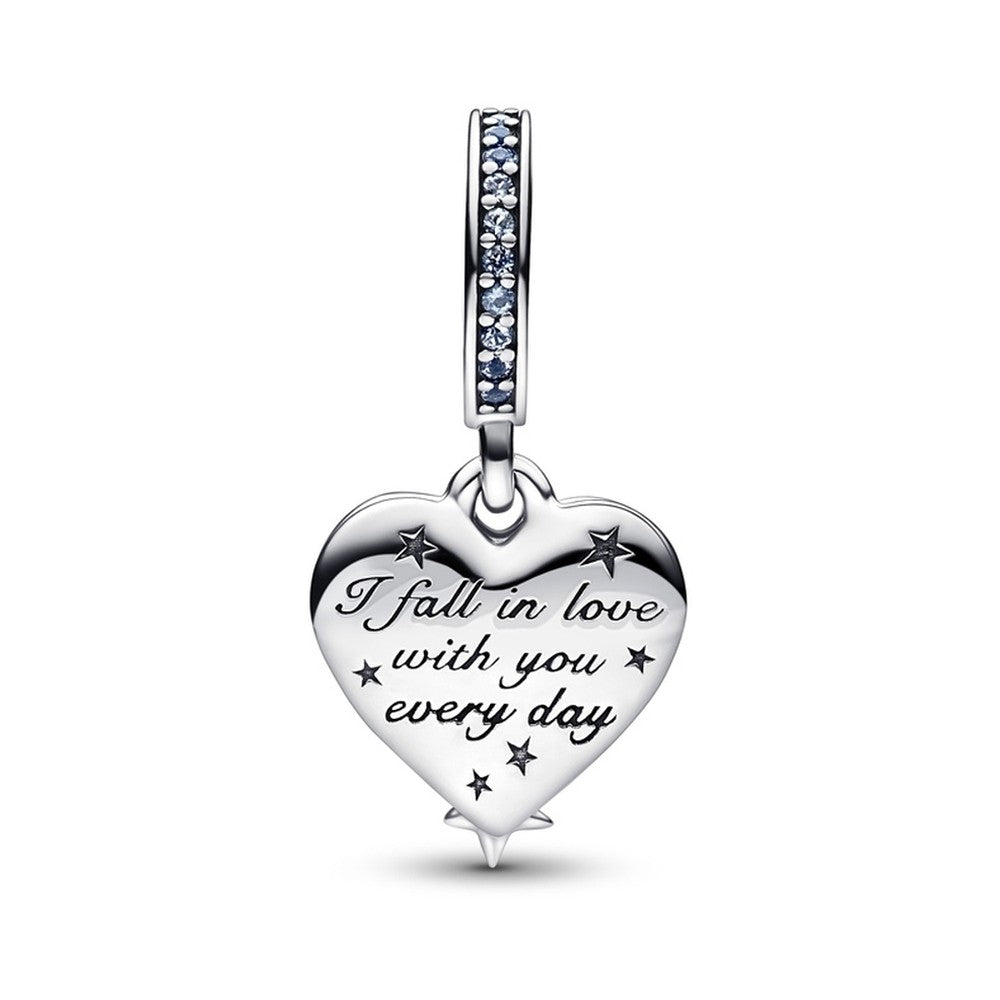 PANDORA Celestial Shooting Star Heart Double Dangle Charm 792356C01