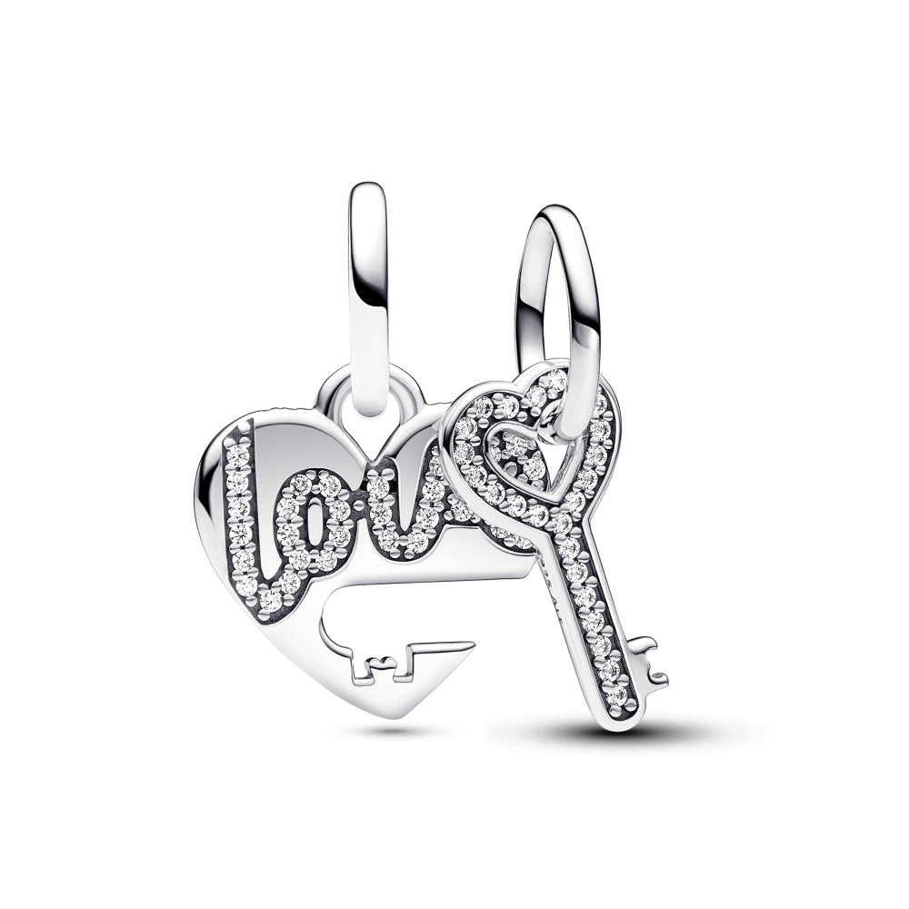 PANDORA Splittable Heart & Key Dangle Charm 793081C01