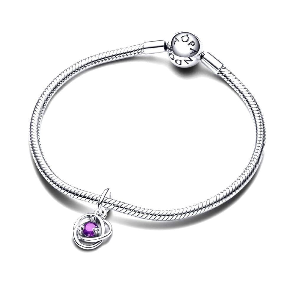 PANDORA February Birthstone Eternity Circle Dangle Charm 793125C02