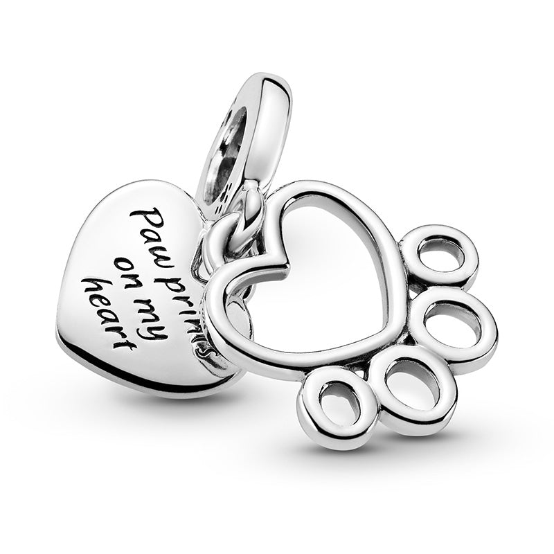 PANDORA Hearts & Paw Print Dangle Charm 799360C00