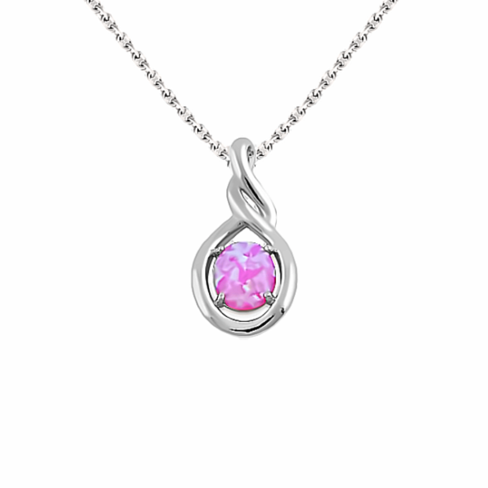 Sugar Sugar  Pink Lab Opal Oval Twist Pendant with Chaining up Chain image 0