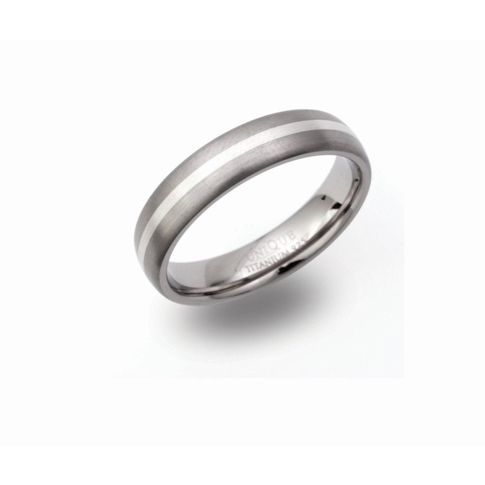 Titanium with Stainless Silver Ring image 0