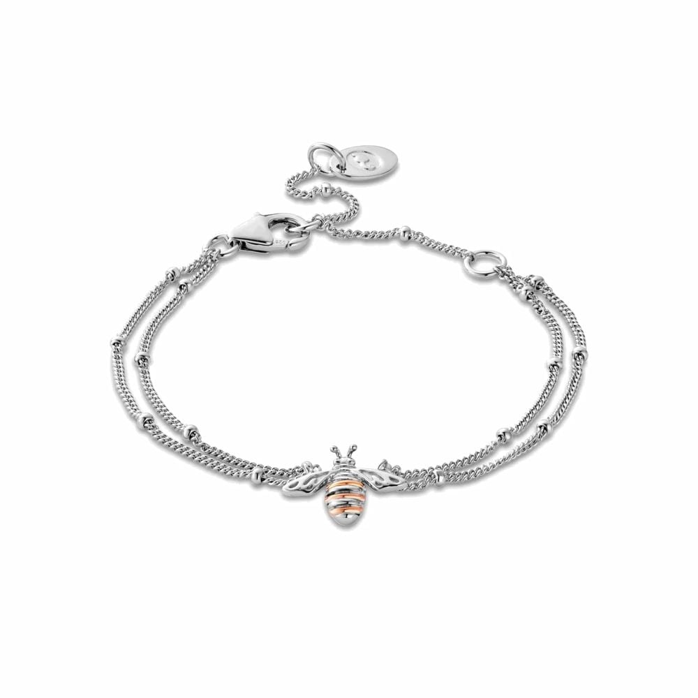Clogau Nature's Wonder Sterling Silver Honey Bee Double-Chain Bracelet 3SHNB0134 image 0