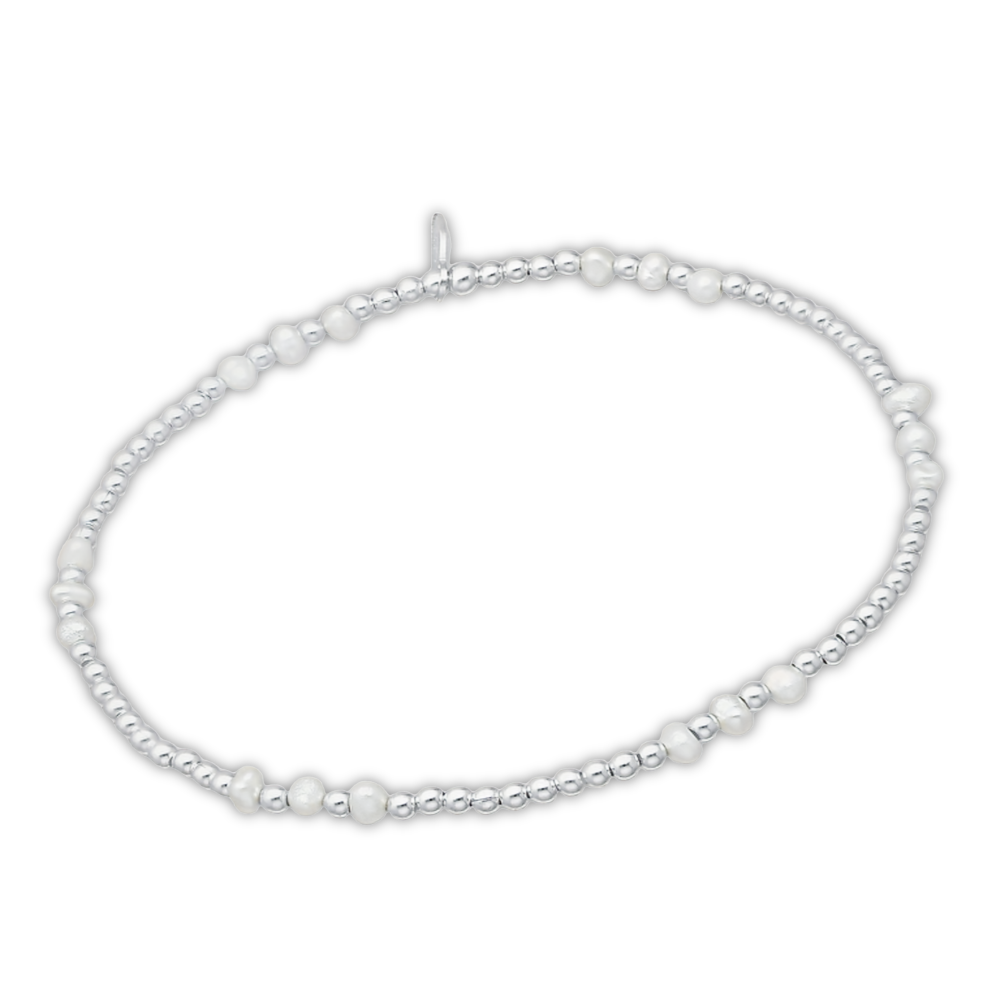 Sugar Sugar Sterling Silver Elastic Beaded and Pearls Bracelet image 0