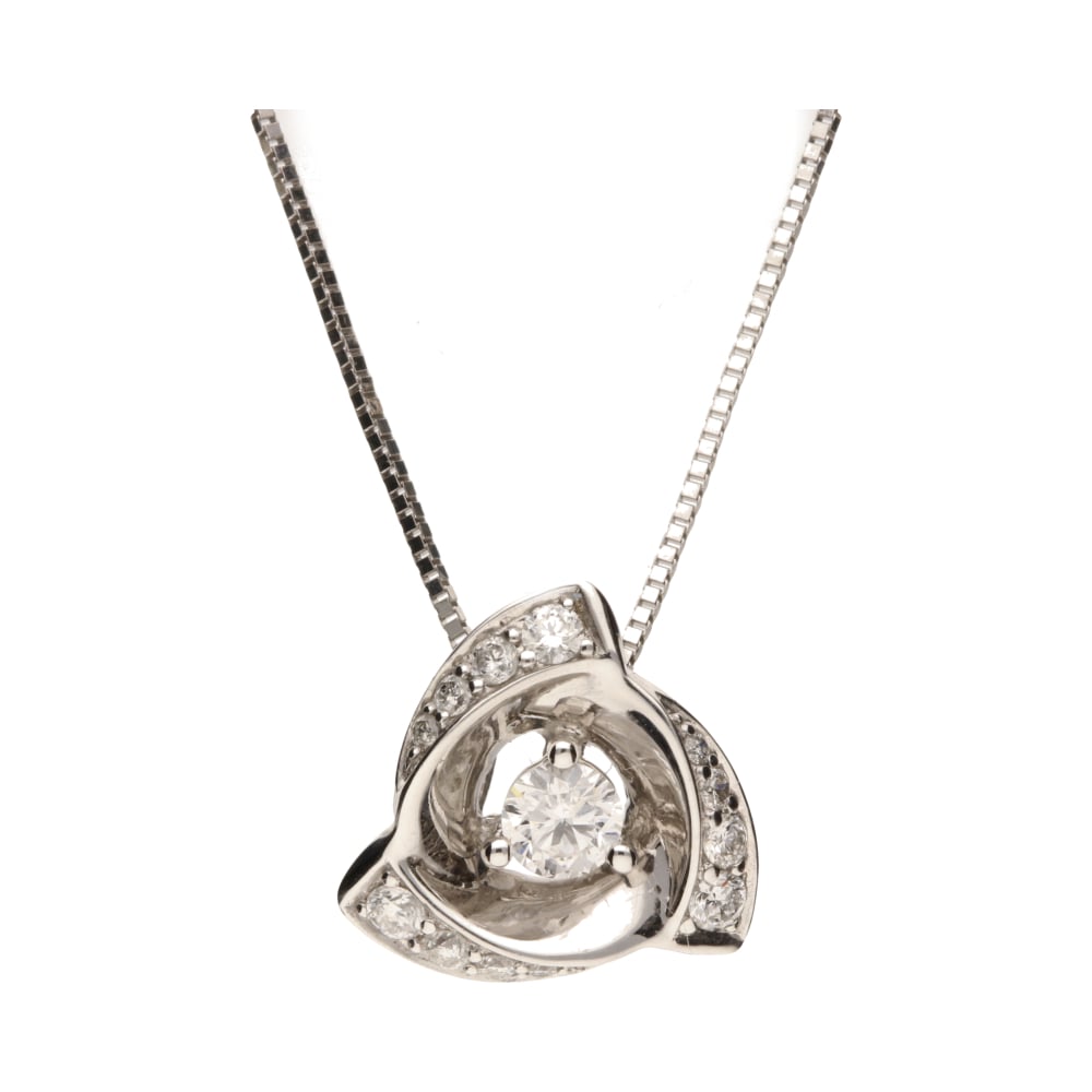 10ct White Gold 0.22ct Diamond Triangle Shaped Pendant image 0