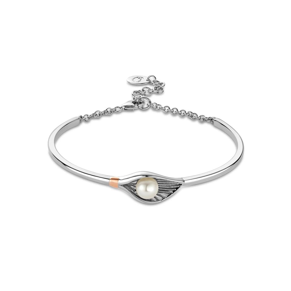 Clogau Nature's Wonder Sterling Silver Oyster Shell Banglet with Pearl 3SLYV0793 image 0