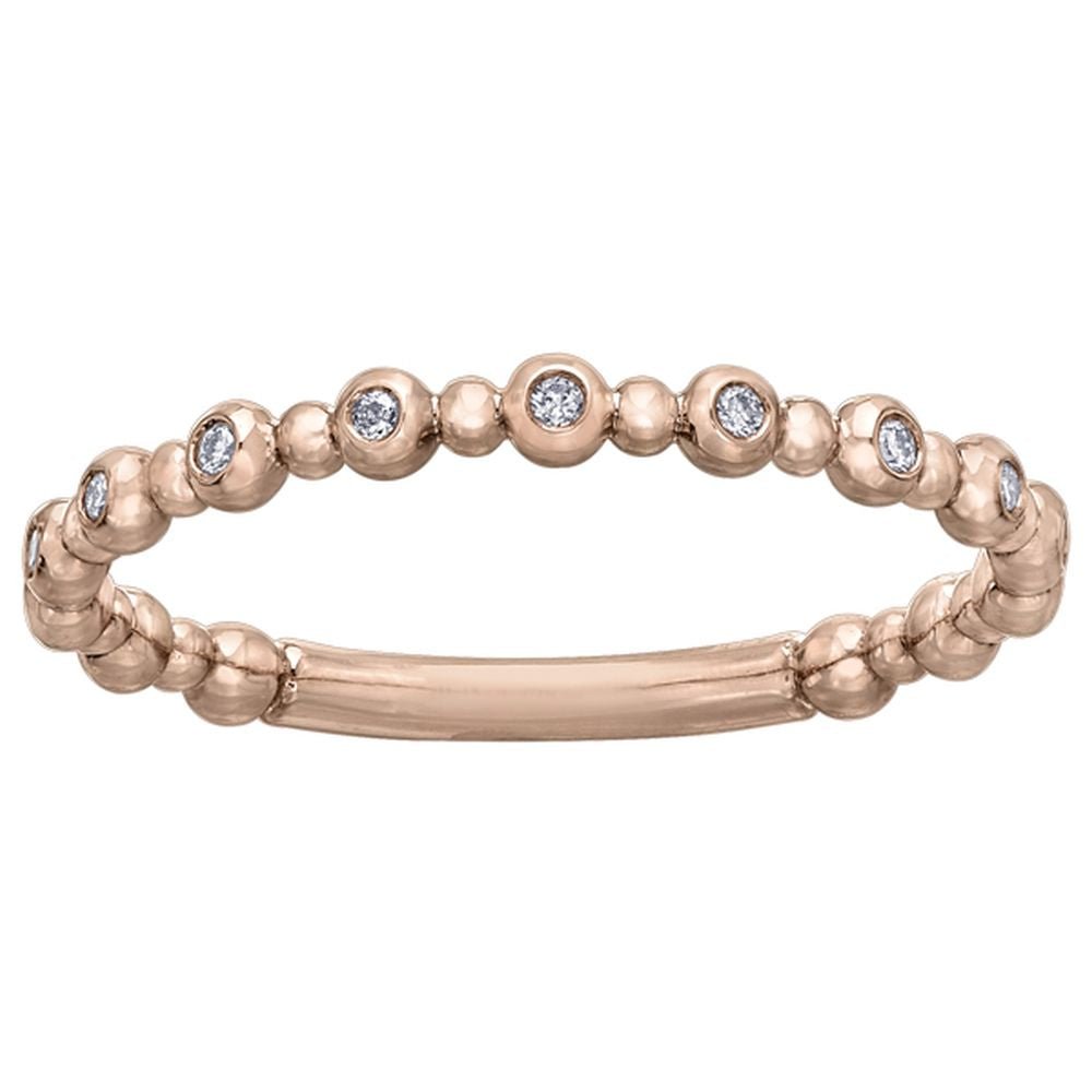 9ct Rose Gold Bubble Bezel Set Diamond Band Ring 0.09ct69807-CH627RG/09-10