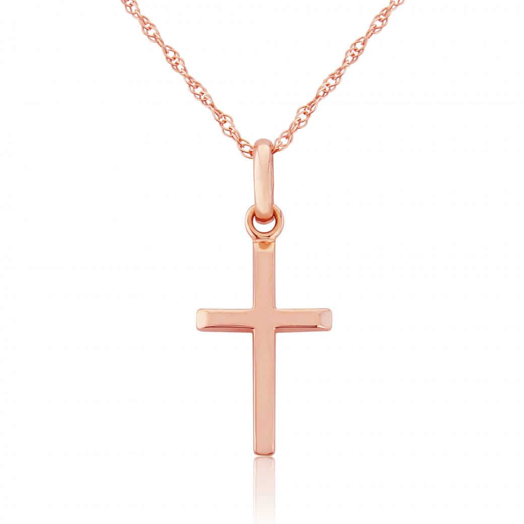 9ct Rose Gold Cross Pendant Necklace