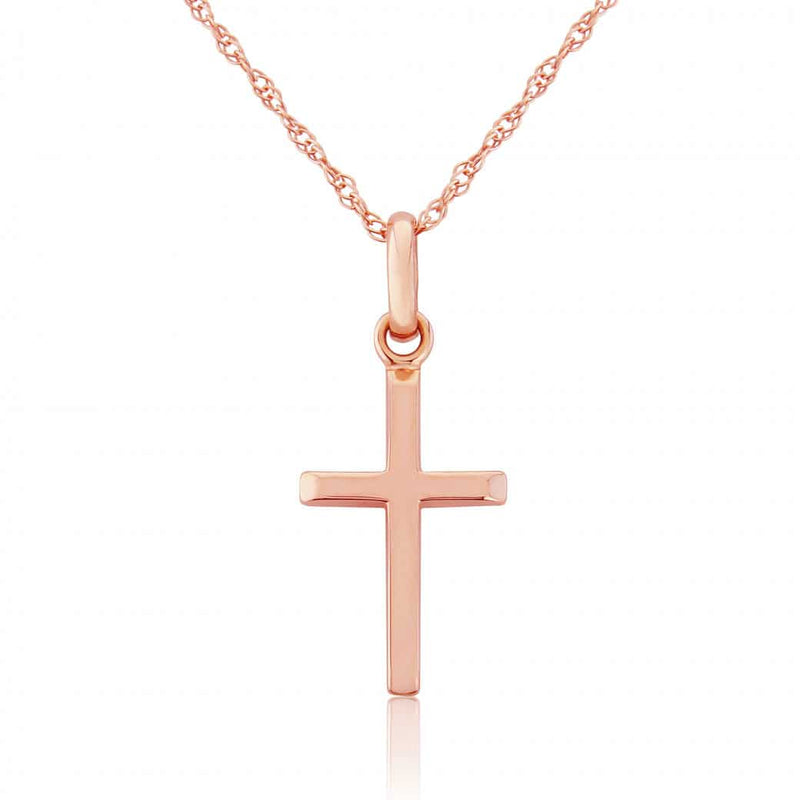 9ct Rose Gold Cross Pendant Necklace