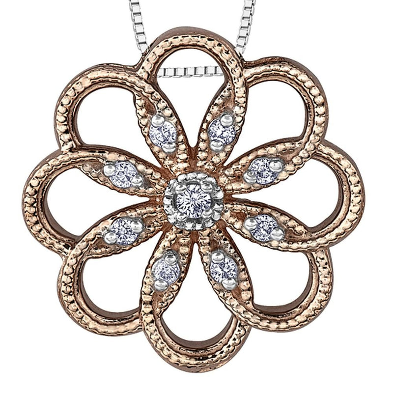 9ct Rose Gold & Diamond Floral Pendant 0.05ct69807-P2637RW/05C-10
