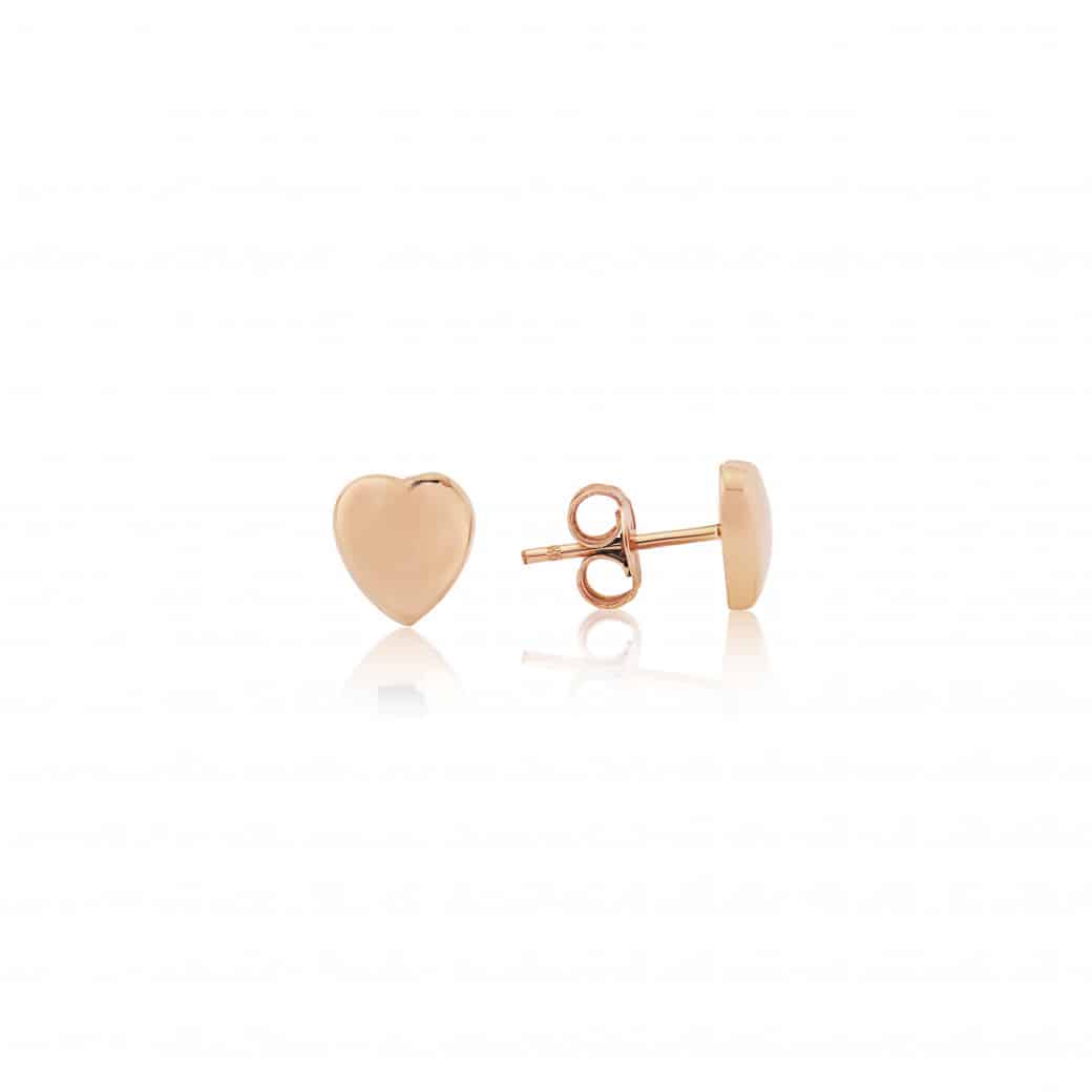 9ct Rose Gold Heart Stud Earrings
