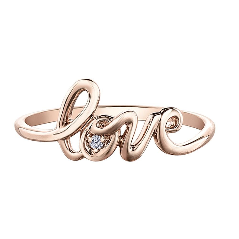9ct Rose Gold Love Script Diamond Ring .01ct69807-CH481RG-10
