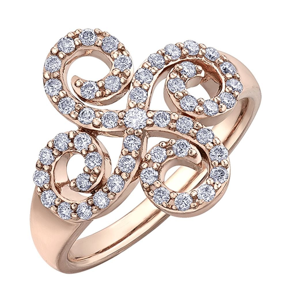 9ct Rose Gold Swirl Diamond Cocktail Ring .50ct69807-52F09RG/50-10