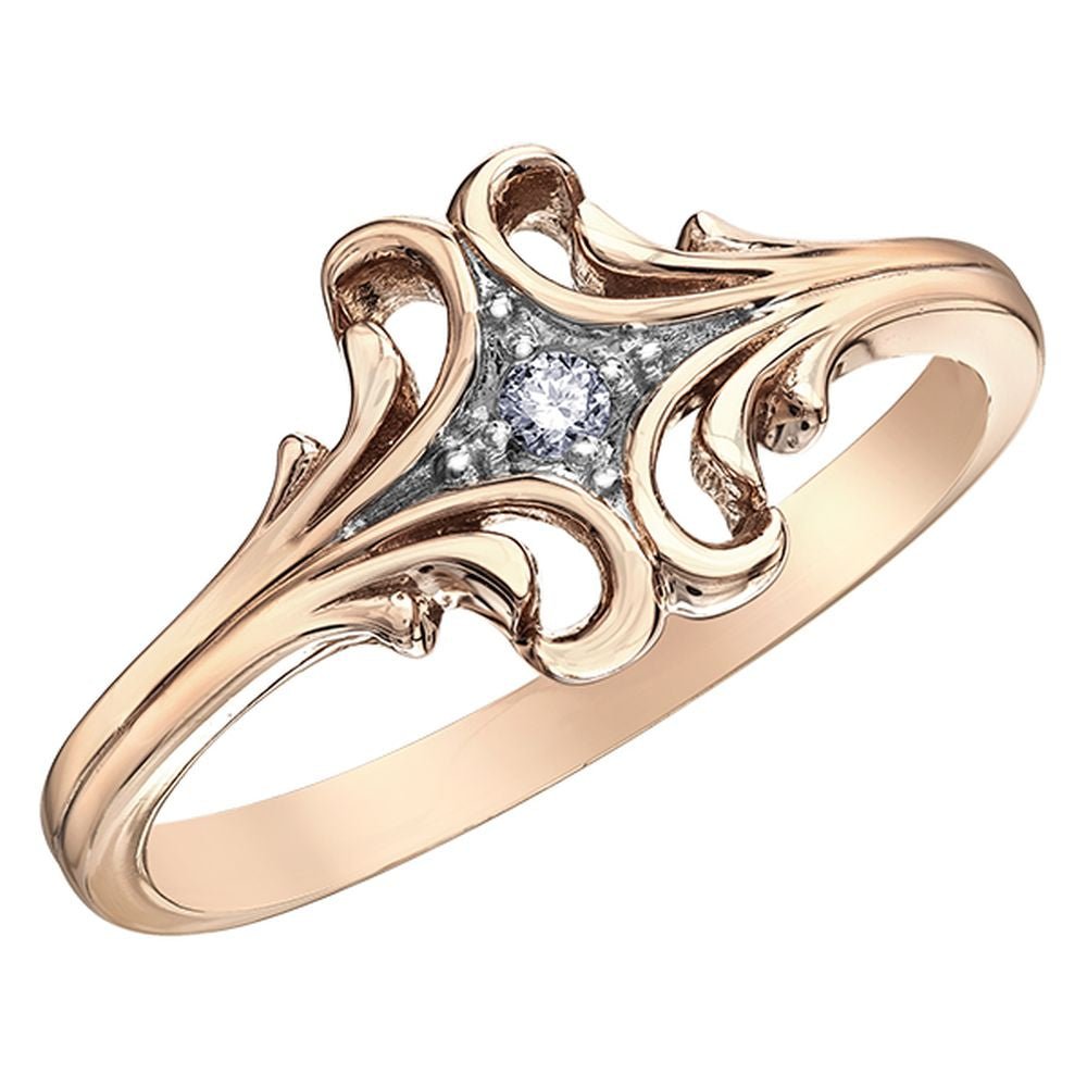 9ct Rose Gold Vintage Scroll Diamond Ring .03ct69807-CH350RG