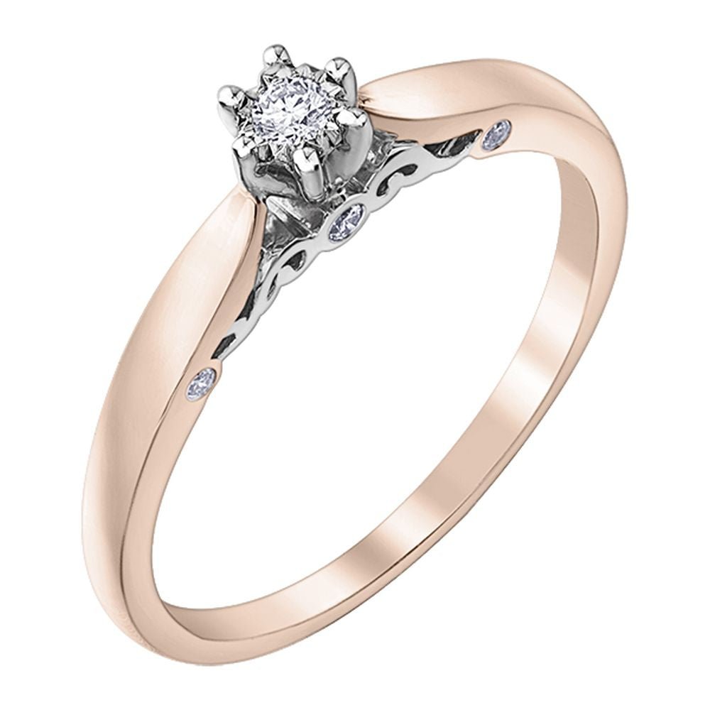 9ct Rose & White Gold Diamond Halo Ring 0.08ct69807-30643RW/08-10