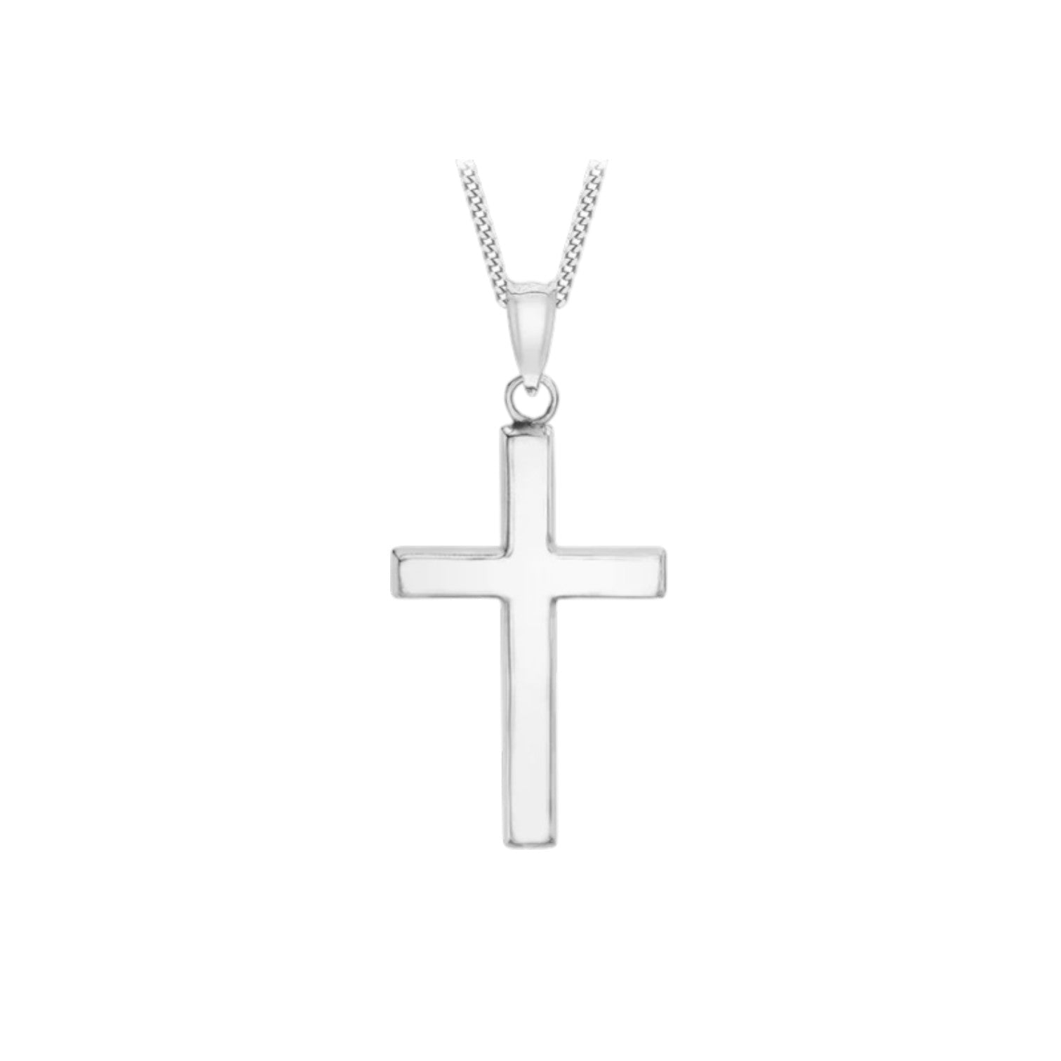 9ct White Gold 15mm x 25mm Cross Pendant