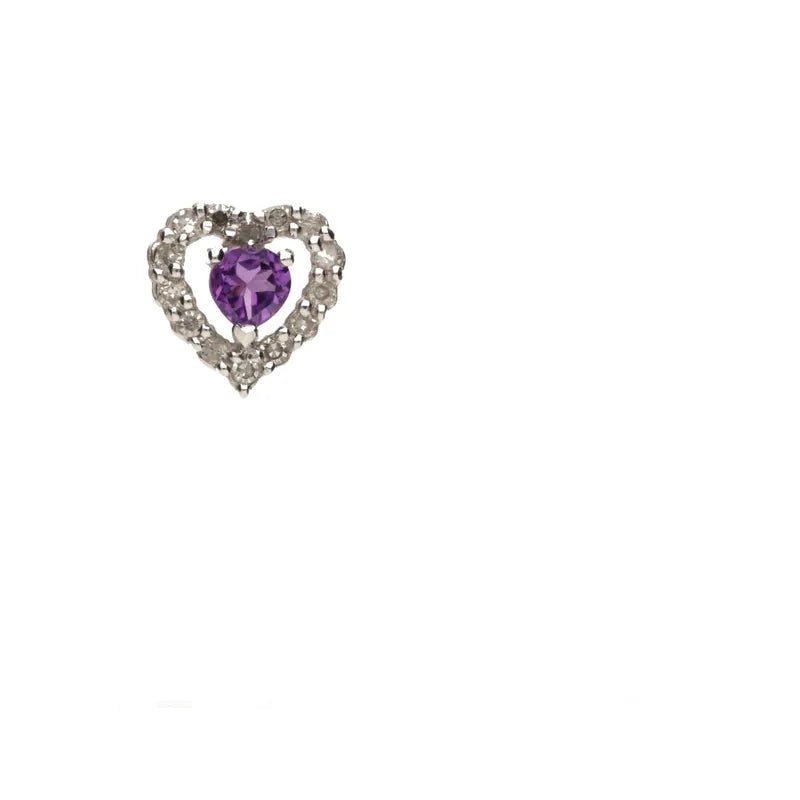 9ct White Gold Amethyst & Diamond Heart Stud Earrings268787