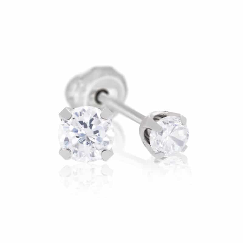 9ct White Gold Clear CZ Stud Earrings